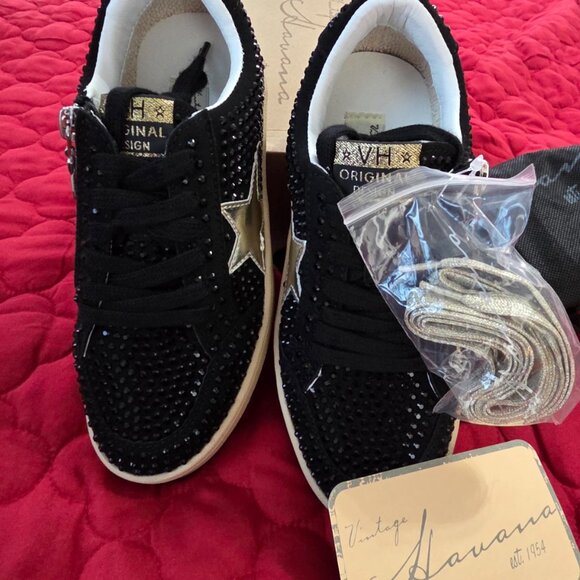 ⭐ Vintage Havana Bravo Black Rhinestone Star Sneakers – Size 3 – NWT  NWT! - Picture 2 of 7